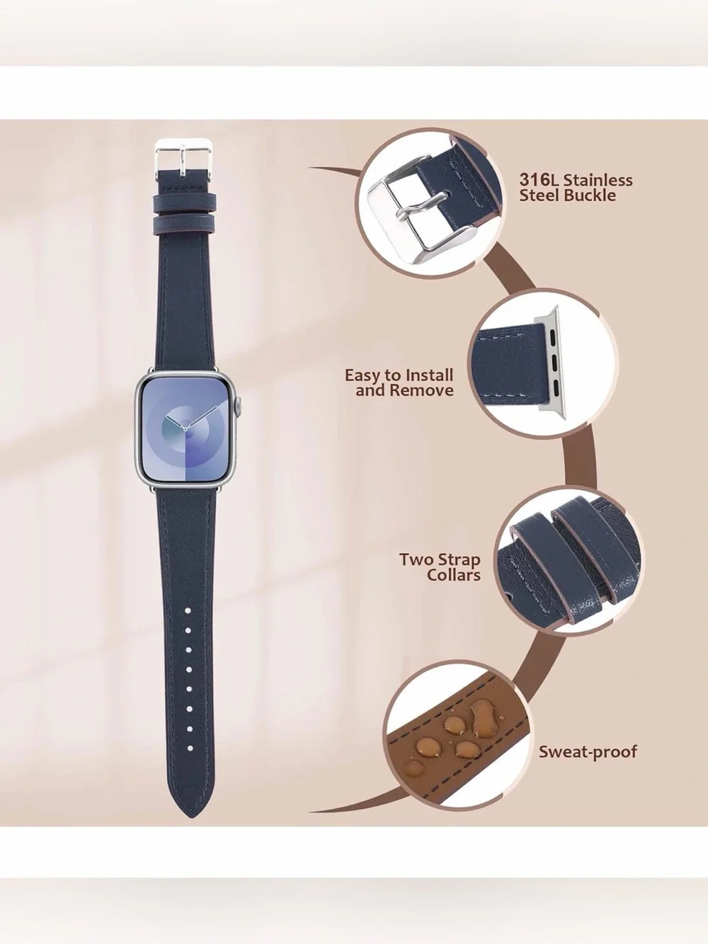 Apple Watch Leather Watch Band, NEW
